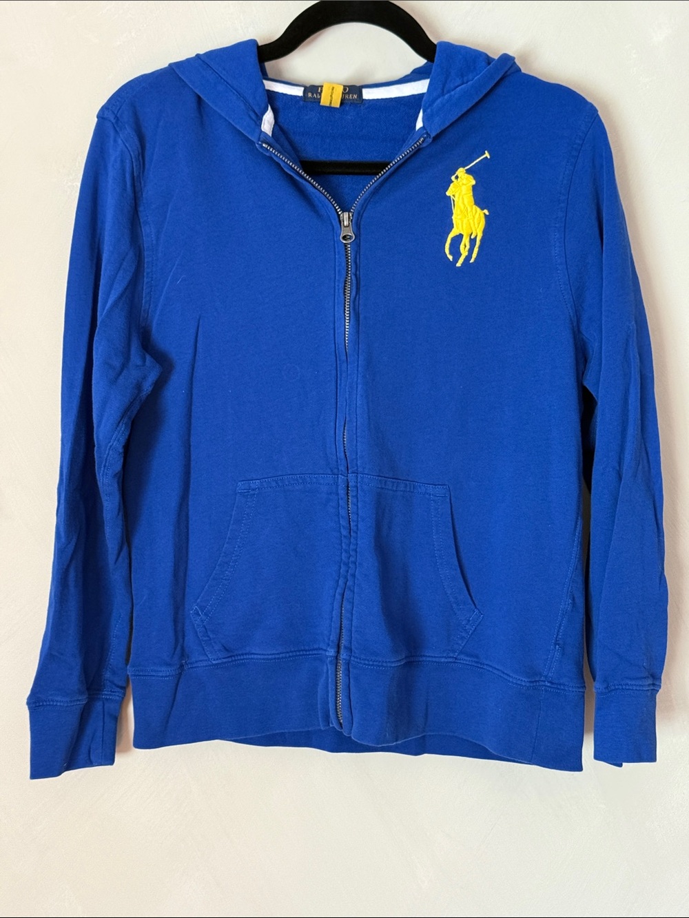 Polo by Ralph Lauren Kids Royal Blue Zip Hoodie with Yellow Pony